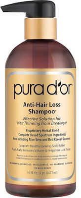PURA D'OR Anti-Hair Loss Shampoo Gold Label Effective Solution for Hair Thinning & Breakage